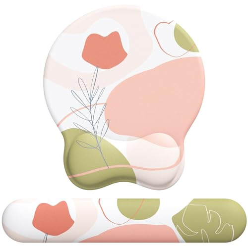 Giecy Mauspad mit Gelkissen,Mousepad mit Handauflage Ergonomisches, Bequemes Computer-Handballenauflage Maus für Laptop,Gaming,Mousepad mit Rutschfester PU-Unterseite (Rosa Satz)