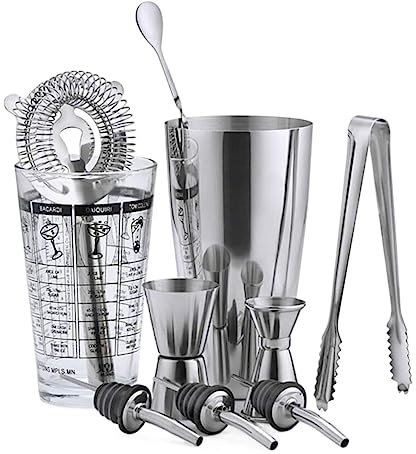 Coctelera Profesional Juego De 10 Piezas para Mezclar Cócteles Boston Shaker Kit Boston Cocktail Shaker Set De Accesorios Kit Coctelería