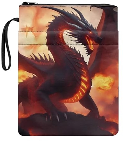 Xoenoiee Buchhülle mit coolem Drachenfeuer-Motiv, Buchschoner für Hardcover-Träger, Taschenbuch, Buchumschläge mit Reißverschluss, für Kinder und Erwachsene