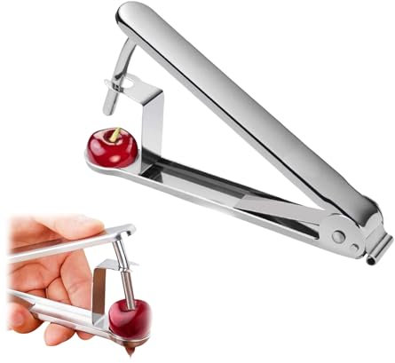MIEIEDU 1 PCS Cherry Pitter | Stainless Steel Cherry Stoner Remover | Cherry Pitter Tool | Olive Pitter | Cherry Core Remover for Cherries, Dates, Haws, Grapes, Olives