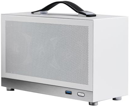 Zqkimzi ITX PC Case, Desktop Computer Case, ITX Computer Case, USB Port Desktop PC Game Case with Non Slip Handle, Compact Chassis and Tempered Glass Panel for Compact ITX Game Builds