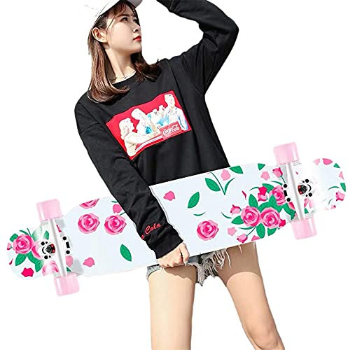 SilteD 106.7 cm Longboard Anfänger Skateboard Komplett Skateboard 8-lagig Ahorn Concave Cruiser für Mädchen Erwachsene und Jugendliche