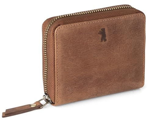 Berliner Bags Vintage Geldbörse Palermo, Kleines Portemonnaie Damen, Geldbeutel aus Leder, mit TÜV-geprüftem RFID-Schutz, inkl. Geschenk-Box, für Damen – Braun