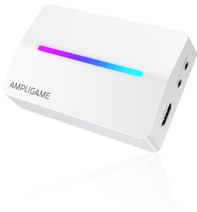 Fifine AmpliGame Gaming Capture Card USB 4K HDMI, 1080P Audio Video Capture Card for OBS Streaming with RGB, HDMI in/Out Compatible for Switch/XBOX/PS5/Computer-V3 White
