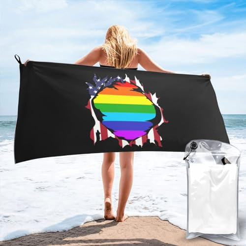 Drap De Bain Gay America Rainbow Serviette De Sauna Portable Serviette À Sauna Premium Serviettes De Bain pour Camping Voyage Plage 80x130cm