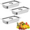 Bocguy 3 Pièces Plat four Inox, Récipients GN 1/3, Chemins à Paner, Récipient Gastronorme, Acier Inoxydable, Lave-Vaisselle, Congélateur, pour Fromage, Viande, Argent, 32,5x17,5x6,5 cm