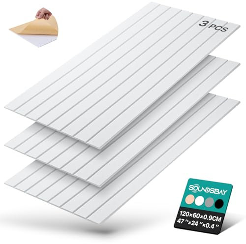 Paneles Acústicos Autoadhesivos Soundsbay de 2,16 m² (3 Unidades) para Tratamiento Acústico y Decoración de Paredes (Blancos)