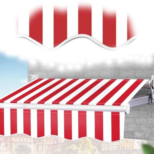 SMELEDFCFK Telo Per Tenda Da Sole Retrattile, Copertura Per Tenda Da Sole In Tessuto Di Ricambio Per Patio, Tettuccio Per Parasole A Strisce Rosse/bianche, Solo Tessuto, Con Protezione UV(9x8ft/2.7X2.