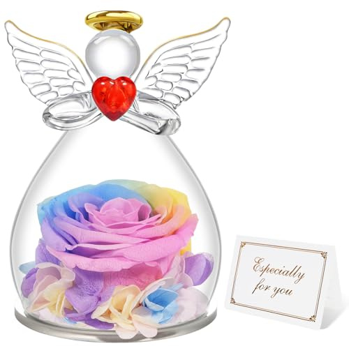 Miofula Rosa Stabilizzata Regalo Donna,Rosa Eterna Angelo Regalo Mamma Nonna Fidanzata, Fiori Stabilizzati Regali Donna Compleanno Anniversario, Rose Stabilizzate Angel Regali Natale Festa della Mamma