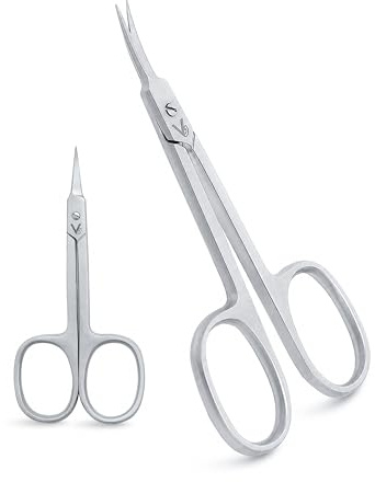 Vida Goods Pointed Curved Cuticle Scissors – Stainless Steel Nail & Eyebrow Scissors for Cuticles, Hangnails, Facial Hair & Grooming | Precision Sharp Manicure Grooming Scissors for Women & Men