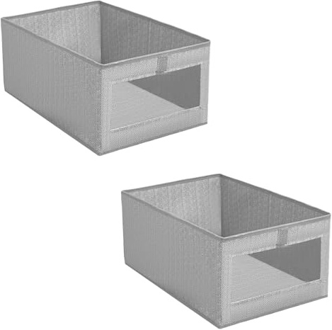 lompyeu Scatole Portaoggetti 40 x 30 x 19.5 cm, Organizer Armadio con Finestra Trasparente, Contenitori per Vestiti, Libri (2 Pcs Scatole Portaoggetti)