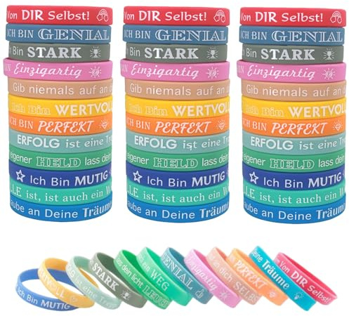 Pummny Motivierendes Silikonarmband, Silikonarmband mit Positiven Sprüchen, Motivationsarmbänder mit Positiven Sprüchen, 20,2cm Motivierende Silikon Armbänder