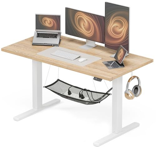 Acrolix Bureau assis debout électrique 120x60 cm, Bureau réglable en hauteur avec structure stable et gestion des câbles, Table ergonomique avec fonction mémoire, capacité 80 kg, Marron Rustique Clair