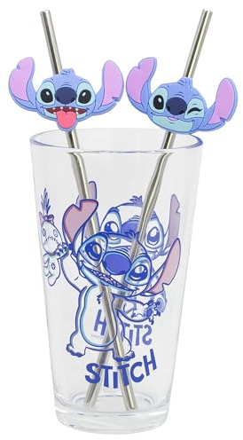 Stor SET VASO CON DOS PAJITAS 480 ML STITCH ALOHA