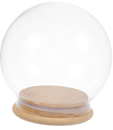 Healifty Campana De Vidrio Transparente con Base De Madera De Flores Preservadas De Exhibición De Prueba De Polvo para Decoración De DIY y Figuras De Bricolaje