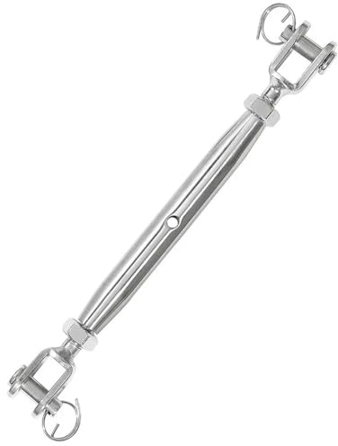 Wire Rope Tensioner， 2Pcs M6 6mm Turnbuckle Stainless Steel 316 Jaw and Jaw Cable Tightener