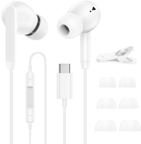 USB C Kopfhörer mit Kabel für Samsung In Ear Kopfhörer Kabel Ohrhörer USB C | Kopfhörer Typ C Headset mit Mikrofon für Samsung Galaxy S26 S25 S24 A17 A57 A37 A27 A56 A16 A36 A15 A55 A54, iPhone 17 16 15