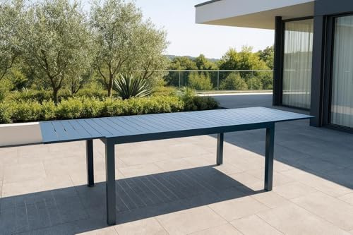 Gardissimo Ausziehtisch Leaf Gartentisch 160/240 x 90 cm anthrazit | Ausziehbar, H 73cm, Aluminium, Wetterfest, Outdoor