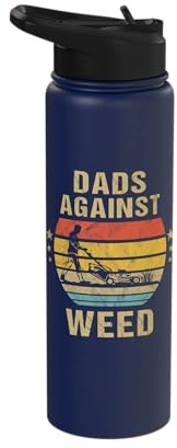 Dads Against Weeds Retro Landscaping Daddy Lawn Mowing Stainless Steel Insulated Water Bottle