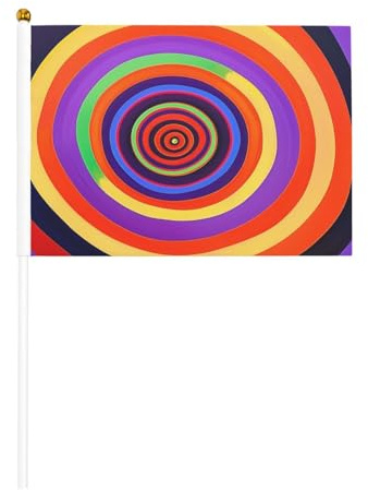 Mini bandiere con apertura a colori su bastone - 14 x 20,8 cm piccole bandiere USA per esterni, decorazioni 4 luglio, decorazione patriottica, asta per bandiera portatile, bandiere portatili sei pezzi