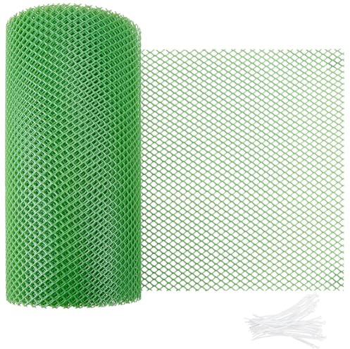 BENECREAT 8m x 30cm/26.2Ft x 11.8 Inch Green Plastic Wire Mesh Fence Roll, Chicken Wire Mesh Fence for Garden Fencing, Construction, Snow Fencing, Animal Barrier, Poultry