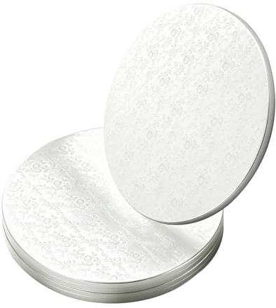 MYHongLe 5 stycken tårtplattor, kartong, vit tårttallrik, rund, tårtbräda, 30 cm, rund, tårtunderlägg, kakbräda, återanvändbar kaketrumma, för tårtor, tårta transport (vit)