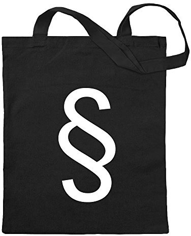 Kiwistar - Baumwolltasche - schwarz - Paragraph Paragraf Zeichen - Tragetasche Stoffbeutel Umhängetasche Langer Henkel