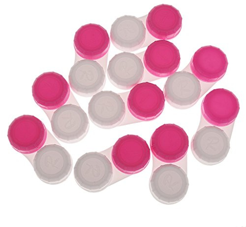 10PCS Contact Lens Soaking Storage Case with L and R Caps (Red)