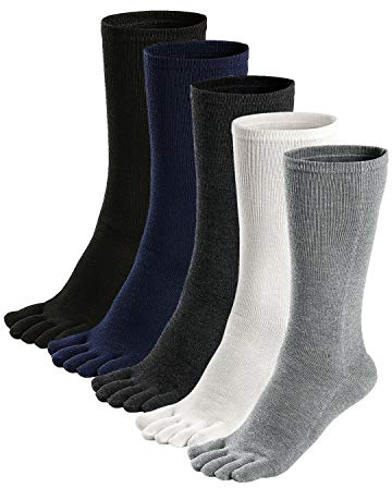 PUTUO Uomo Calzini con Dita Separate, Calze 5 Dita Uomo Calzini Sportivi in Cotone, Calzini Uomo di Alta Qualità, EU 39-45, 5 paia