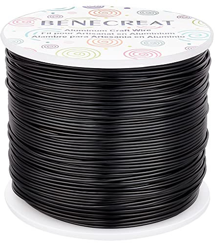 BENECREAT 18 Gauge (1mm) Aluminiumdraht 492FT (150m) Anodized Jewelry Craft Making Perlen Floral Colored Aluminium Craft Wire - Schwarz
