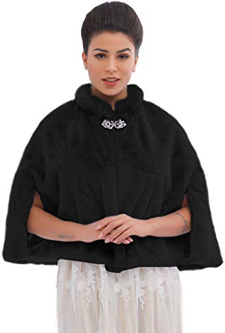 Ushiny - Chal de piel sintética para bodas invernales, estola y bufanda de pelo para mujeres y niñas