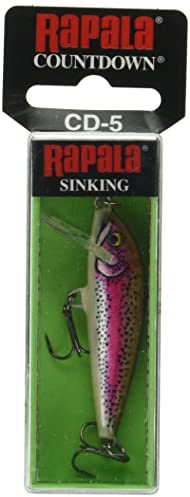 Rapala - Leurre de Pêche Countdown - Matériel de Pêche avec Construction Balsa - Leurre Pêche d'eau Douce - Prof de Nage 0.9-1.8m - Taille 5cm / 5g - Fabriqué en Estonie - Artistic Rainbow Trout