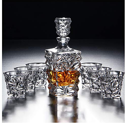 Ensemble De Carafe À Verres À Whisky En Cristal, Avec 6 Verres À Whisky Et Bouchon Ensemble De Carafe À Liqueur Classique Pour Whisky, Scotch Ou Bourbon,E