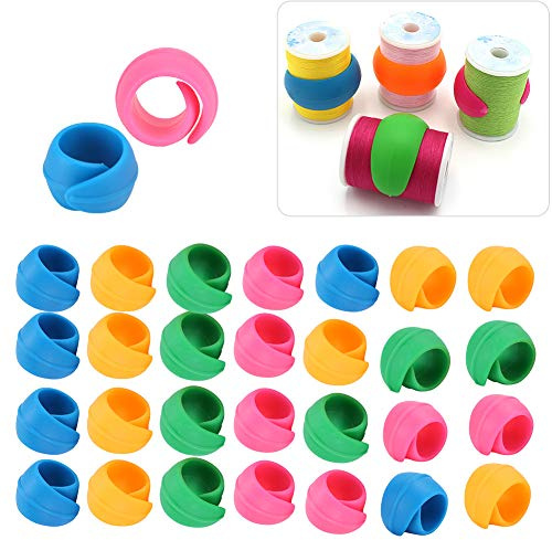 40 Stück Garn Spulen Halter Spulenfaden Halter Clips Silikon Bunt Gewinde Spule Huggers zum Nähen von Spulen und Stickmaschinengewinden Spulen