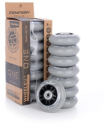 TEMPISH 8 Inliner Rollen ONE 76 mm/82a + Kugellager ABEC 7 I Spacer im Set, schwarz/grau, 76 x 24 mm, 101000241