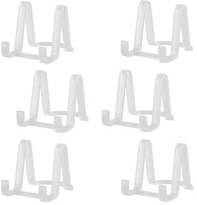 Artliving Plate Display Stands Easel Holder - 3-Inch Plastic Stand for Small Decorative Plates, Pictures and Photos - Clear (6-Pack)