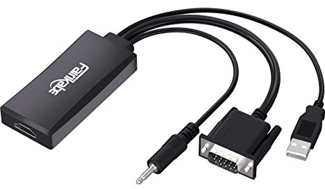 VGA to HDMI Adapter with Audio, PC VGA to TV/Monitor HDMI Converter, 1080p USB Powered