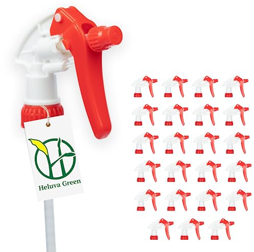 24x Heavy Duty Trigger Sprayers Chemical Resistant Glass or Plastic Bottle Replacement (24 Pack, Red)