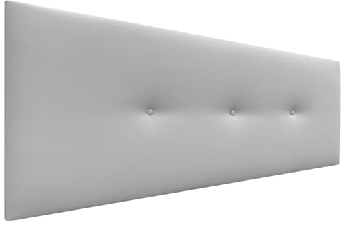 DHOME Kopfteil mit Knöpfen Hochwertig gepolstertes Kunstleder oder Acualinstoff Neue FARBREIHE Luxuriöses Bett Kopfteil Schlafzimmer Polsterung (Kuntsleder Hellgrau, 150x50cm (Betten 150/160))
