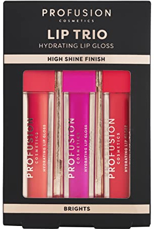 Profusion Cosmetics Lip Trio High Shine Hydrating Gloss Set | High Pigmented, Nourishing, Lightweight, Long-Wearing, Smooth, Comfortable and Non-Sticky Radiance, Cruelty-Free, Brights