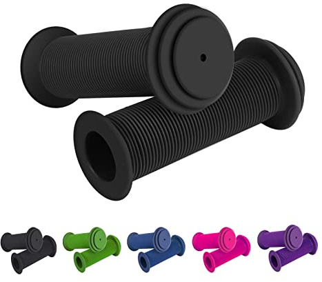 RosewineC Bike Handlebar Grips Soft Non-Slip Bicycle Handle Grips Children's Bike Handlebars Scooter Handle Grips Rubber Handle Cover Universal Kids Bike Grips for Kids Boys Girls(Black)