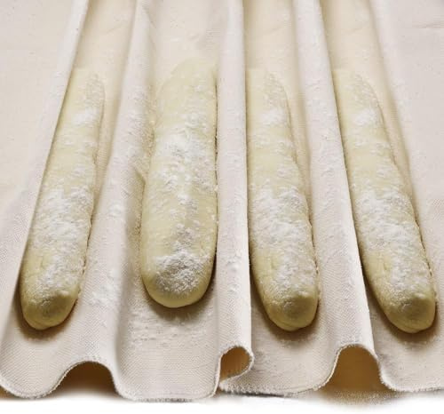 ooklee Professional Bread Proofing Cloth Baking Large Size 90x60 cm | 100% Cotton Baker's Couche for Baguette Bread Loaf Dough Sourdough Fermented