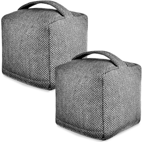 Praknu 2 Türstopper Sack für Boden Grau - Waschbarer Bezug - Extra Schwer 1Kg - mit Tragegriff - Für Haus & Büro - mit rutschfeste Pads