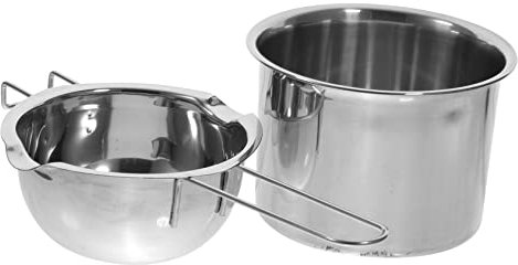 OUNONA 304 Stainless Steel Double Boiler Pot Set 600ml Melt Chocolate Butter Cheese Candy Melting Bowl for Baking and DIY Wax Melter Kitchen Tool