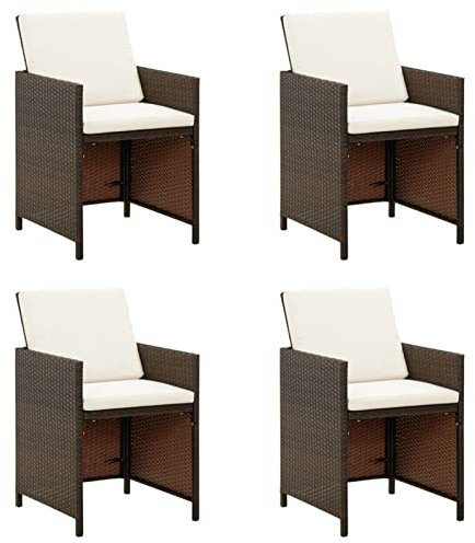 GuyAna Gartenstühle mit Kissen 4 STK. Poly Rattan Braun GartenstüHle Stapelbar RattanstüHle