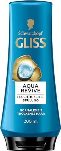 Gliss Spülung Aqua Revive (200 ml), Haarspülung mit Hyaluron-Komplex & Meeresalge für normales bis trockenes Haar verleiht eine Extraportion Feuchtigkeit & gesunden Glanz