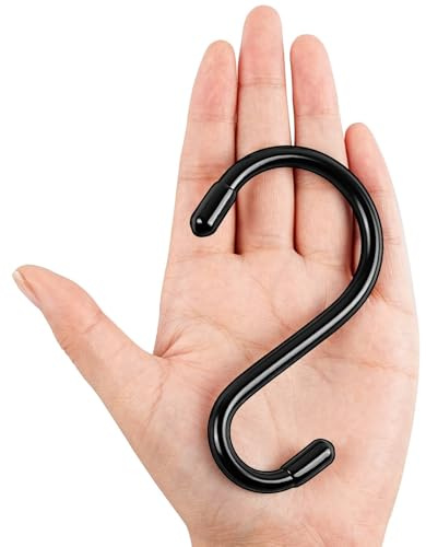 Dreecy 4 Inch Heavy Duty S Hooks for Hanging, 10 Pack S Hooks for Closet, Metal Black Vinyl Coated S Hook for Hanging Plants Jeans Clothes Purse Jewelry Pot Pans Cups,Non Slip Closet S Hook