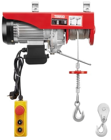 TEENO 1450W Electric Hoist Lift 800 KGS 1760 LBS/ 400KG 880LBS, Overhead Electric Hoist 220V 20M Electric Winch for Garage, Warehouses, SINGLE/DOUBLE LIFITING: 6 M/12M/Min, COPPER MOTOR