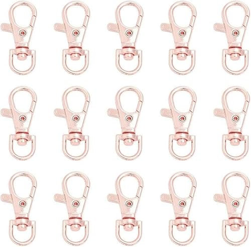 10 Stück drehbarer Karabinerverschluss, geteilter Schlüssel, Drehverbinder zur Schmuckherstellung, Haken, DIY-Schlüsselanhänger, Roségold, 38 mm