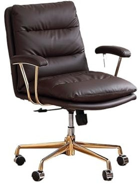 Sillas de Oficina Silla de oficina Silla giratoria de cuero de PU Silla ergonómica Silla de tocador giratoria moderna con respaldo medio for oficina, reuniones, sala de estudio Silla de Escritorio(Neg